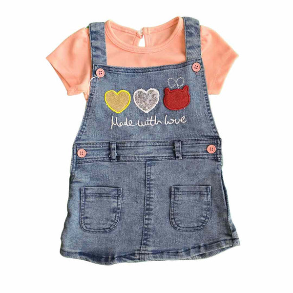 Girl Romper Dungaree / T-Shirt ( Made with Love )