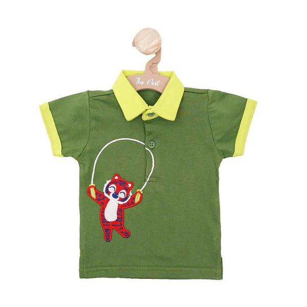 Baby Boy Polo Skipping Tiger Graphic T-shirt