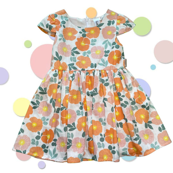 Girls Floral Print Cotton Frock ( Flowers )
