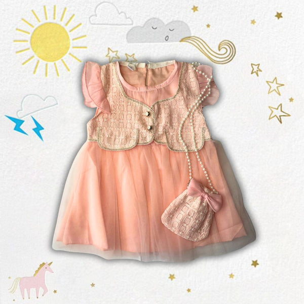 Baby Fancy Frock Party Wear and Pouch