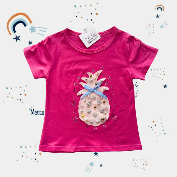 Girl T-Shirt Beads Pineapple (F4231)