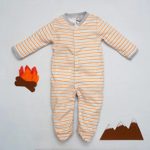 Orange Striped Sleeping Suit Romper